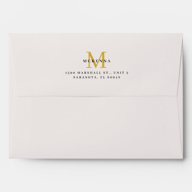 Ecru and Gold Business Logo Return Address Envelope (Back (Top Flap))