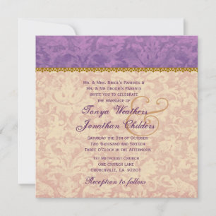 Ecru and Purple Damask Wedding Template V12