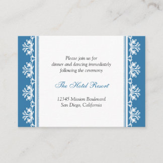 Ecru blue filigree wedding reception enclosure card