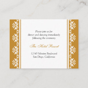 Ecru brown filigree wedding reception enclosure card