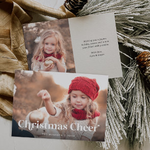 Ecru   Christmas Cheer Two Photo Holiday Card