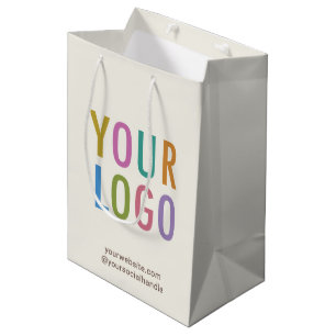 Ecru Cream 10 inch Gift Bag Custom Business Logo