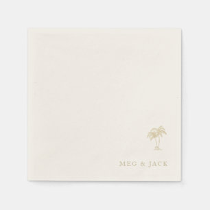 Ecru Gold Palm Tree Personalized Names Napkin