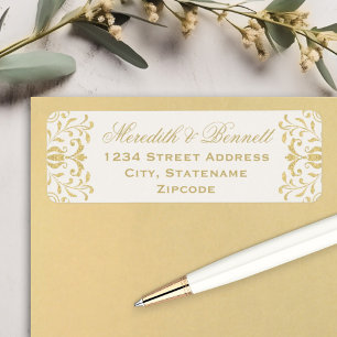 Ecru Gold Vintage Glamour Wedding Return Address