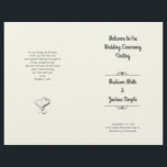 Ecru Hearts Folded Wedding Program Template<br><div class="desc">Plain ecru wedding program template to be folded in half after purchase. Little embellishments, such as line dividers for the names, and cute entwined hearts on the back, give this simple program an enchanting touch. Casual printed font style is used for the "order of ceremony" and "wedding party", as well...</div>