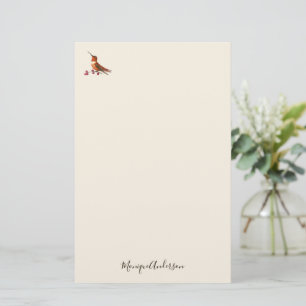 Ecru Hummingbird Stationery Paper