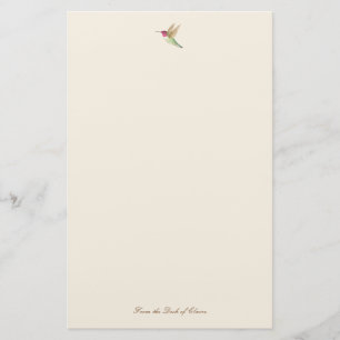 Ecru Hummingbird Stationery Paper