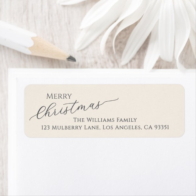 Ecru Modern Merry Christmas Return Address (En situation)