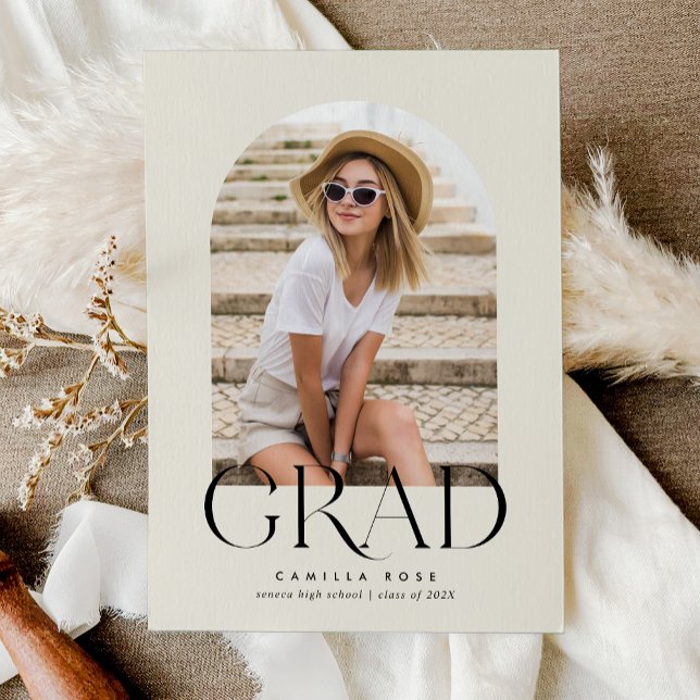Ecru Modern Minimalist Arch Graduation Announcement (Ecru Modern Minimalist Arch Graduation Announcement)