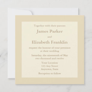 Ecru or Cream Square Wedding Invitations