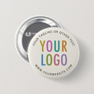 Ecru Pin Back Button with Logo Round Custom Badge