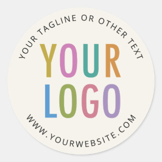 Ecru Round Stickers Custom Business Logo Printed