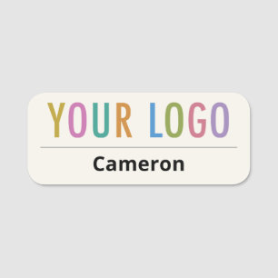 Ecru Rounded Corners Name Tag Logo Professional