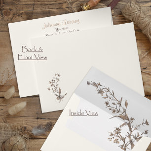Ecru Rustic Boho Earthy Neutral Wildflower Wedding Envelope