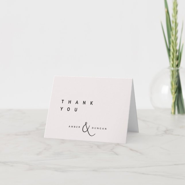 Ecru | Simple Wedding Thank You Folded Card (Front)