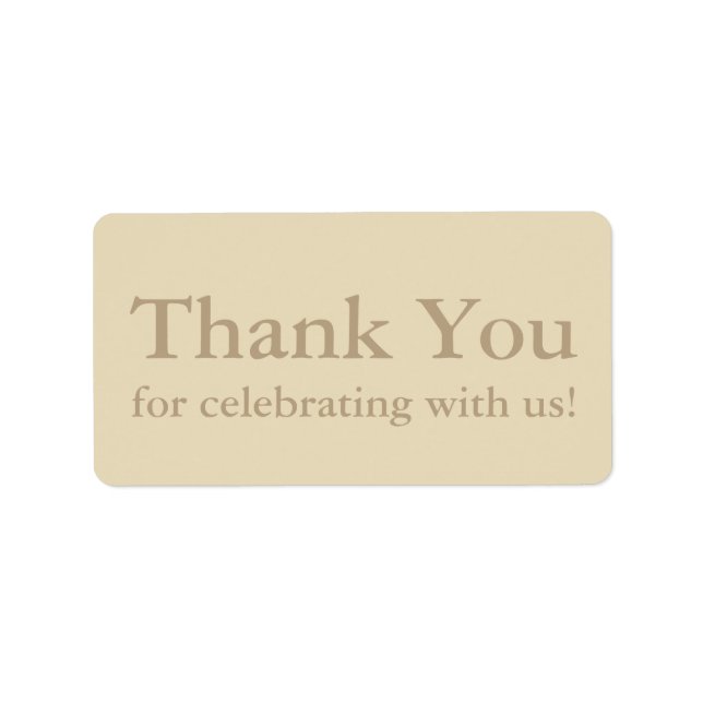 Ecru Thank You Stickers or Wedding Gift Labels (Front)