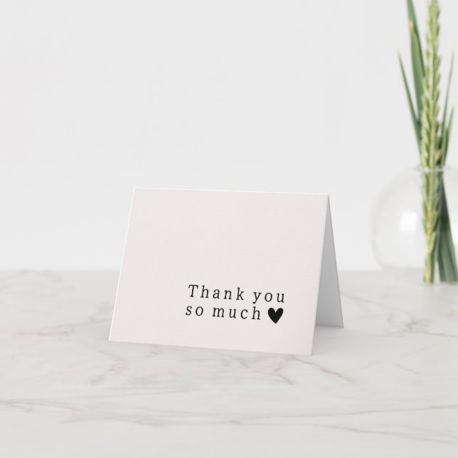 Ecru Wedding Thank You Typography Heart Card (Front)