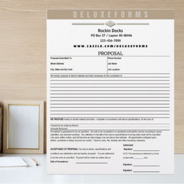 Ecru White Diamond Line Proposal Form Letterhead (Creator Uploaded)