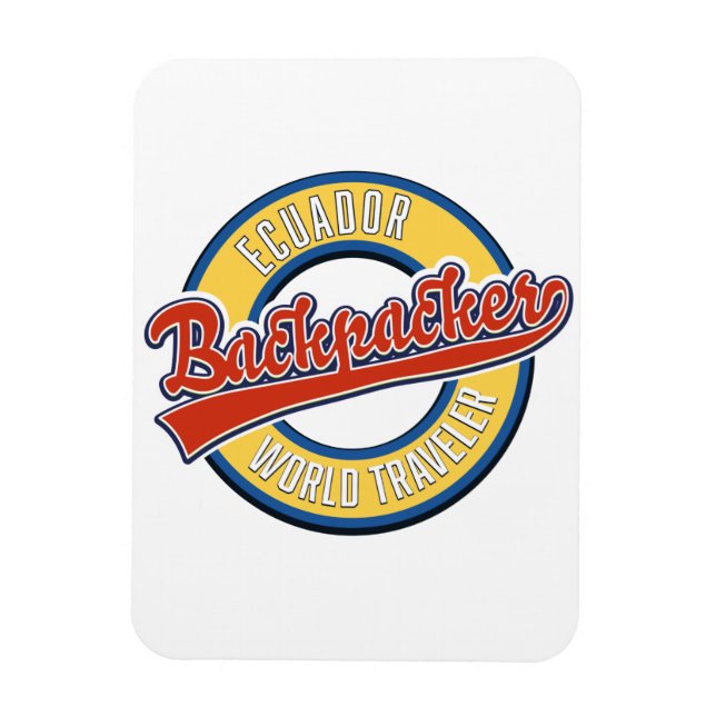 Ecuador backpacker world traveller logo magnet (Vertical)
