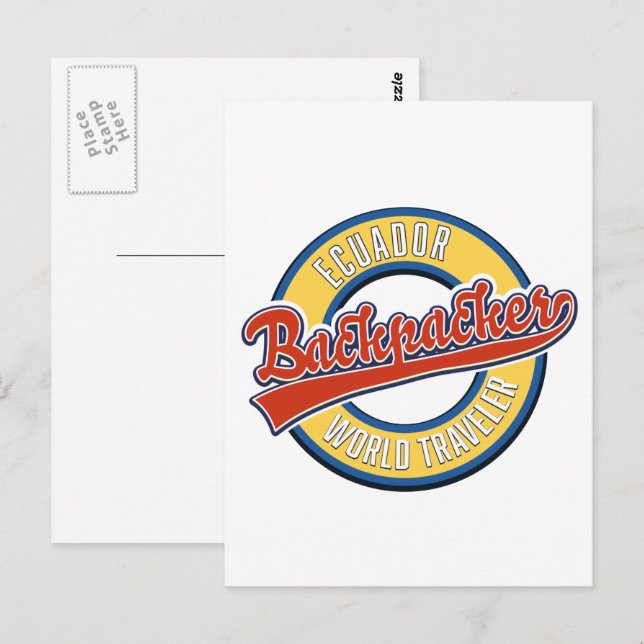Ecuador backpacker world traveller logo postcard (Front/Back)
