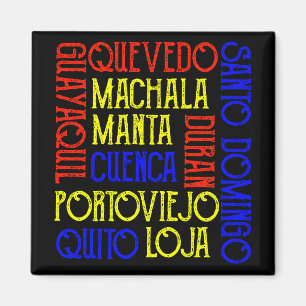 Ecuador City Names Quito Guayaquil Flag Colors Magnet