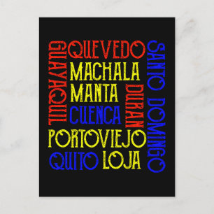 Ecuador City Names Quito Guayaquil Flag Colors Postcard