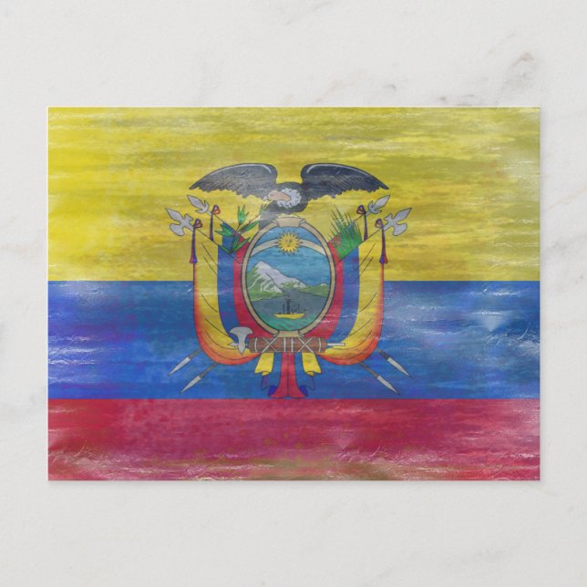Ecuador distressed flag postcard (Front)