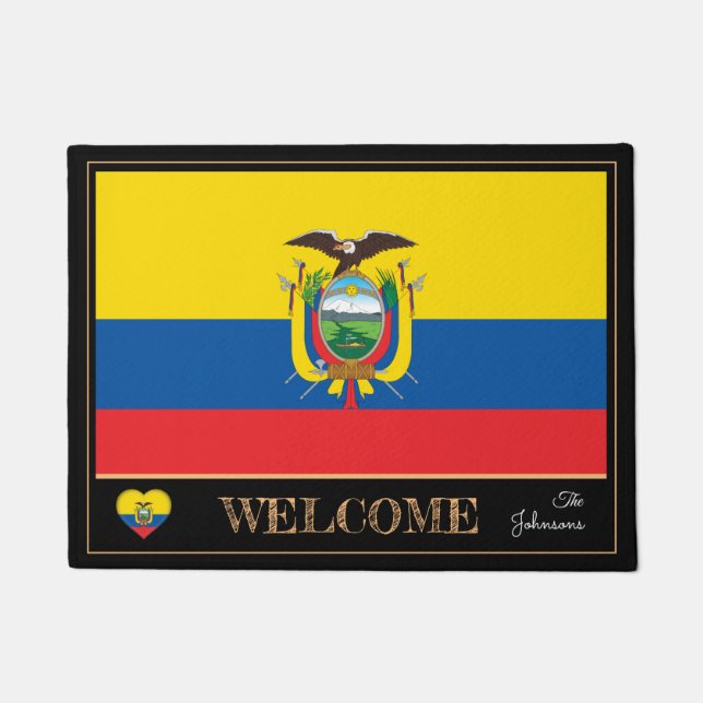 Ecuador & Ecuador Flag house /sports Welcome Doormat (Front)
