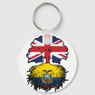 Ecuador Ecuadorian British UK Tree Roots Flag Keychain