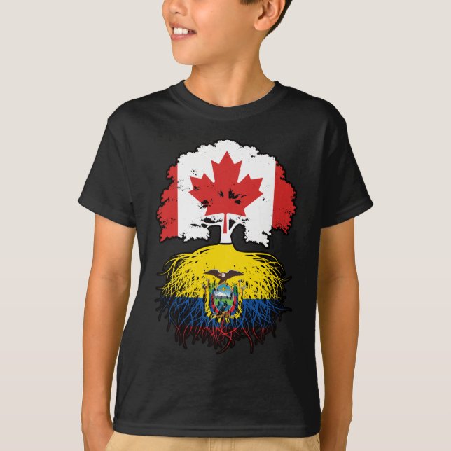 Ecuador Ecuadorian Canadian Canada Tree Roots Flag T-Shirt (Front)