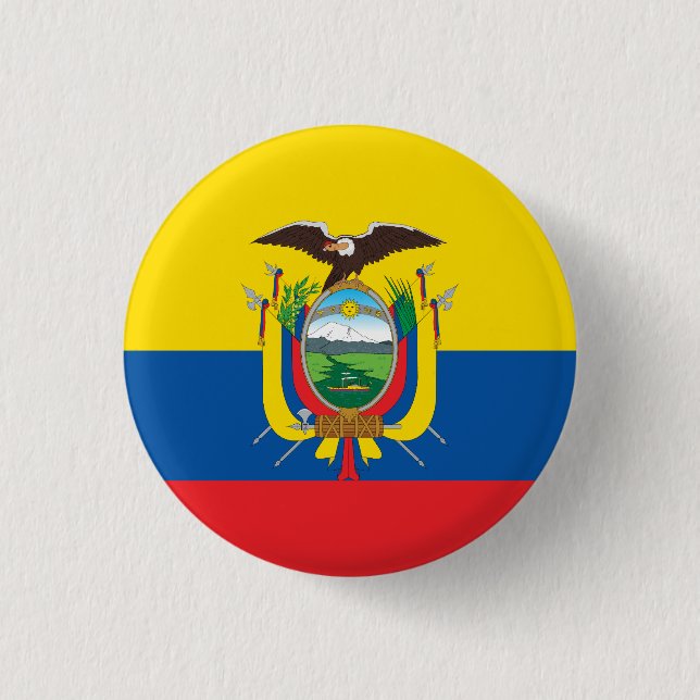 Ecuador (Ecuadorian) Flag 1 Inch Round Button (Front)