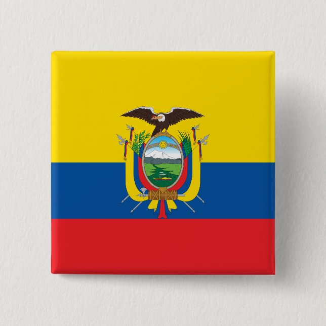 Ecuador (Ecuadorian) Flag 2 Inch Square Button (Front)