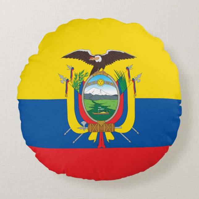 Ecuador (Ecuadorian) Flag Round Pillow (Front)