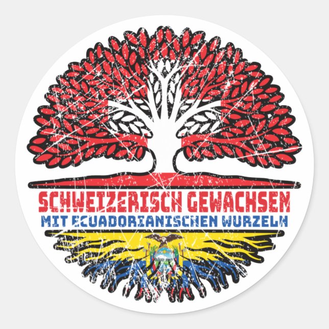 Ecuador Ecuadorianisch Schweizer Schweiz Baum Classic Round Sticker (Front)