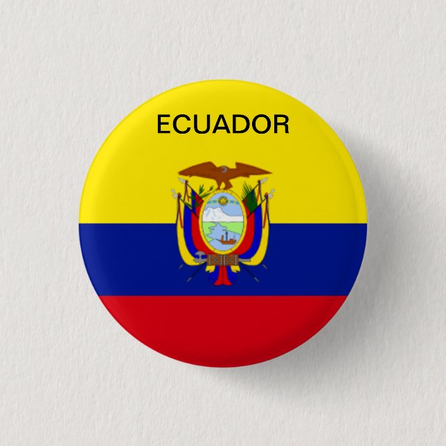 Ecuador flag button. 1 inch round button (Front)