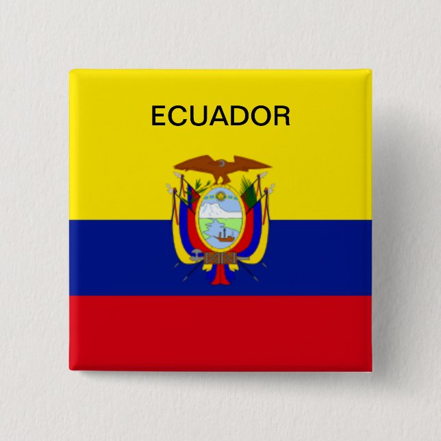 Ecuador flag button. 2 inch square button (Front)