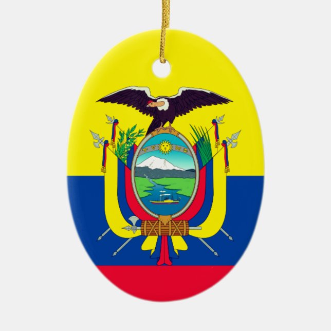 Ecuador Flag Ceramic Ornament (Front)