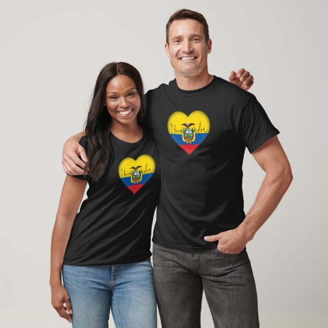 Ecuador Flag Colours Heart T-Shirt (Unisex)
