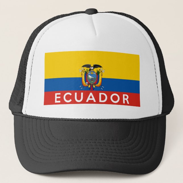 ecuador flag country text name trucker hat (Front)