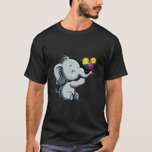 Ecuador Flag Cute Elephant Heart Ecuadorian Roots T-Shirt