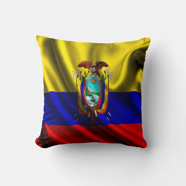 Ecuador Flag Fabric Throw Pillow (Front)