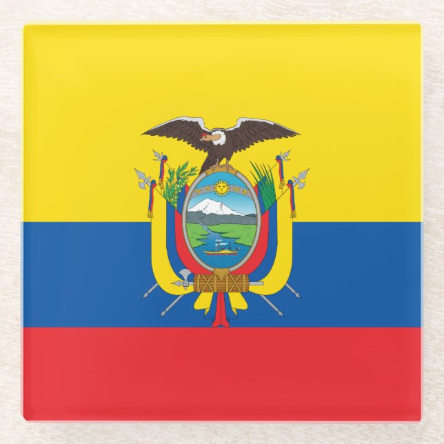 Ecuador Flag Glass Coaster (Front)