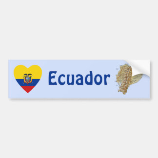 Ecuador Flag Heart + Map Bumper Sticker