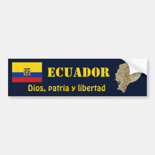 Ecuador Flag + Map Bumper Sticker