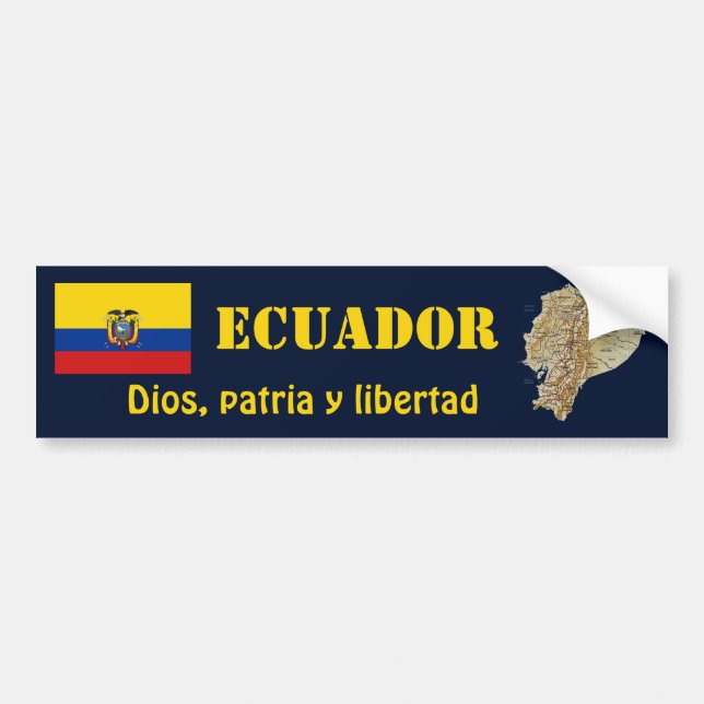 Ecuador Flag + Map Bumper Sticker (Front)