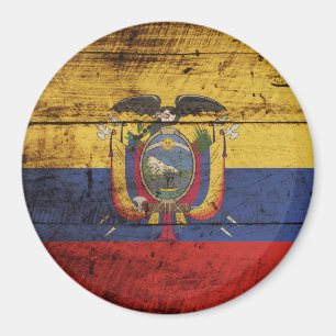 Ecuador Flag on Old Wood Grain Magnet