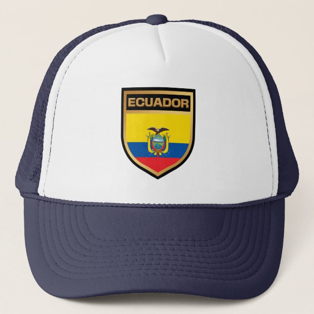 Ecuador Flag Shield Trucker Hat (Front)