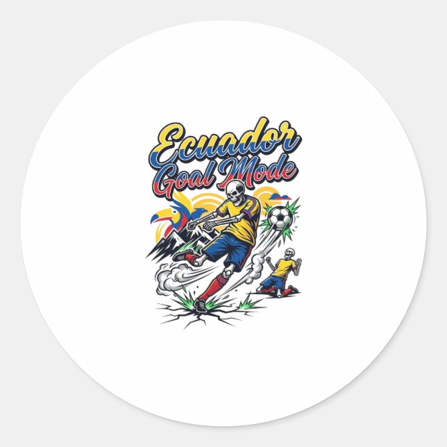 Ecuador Goal Mode Skeleton Striker Nations Dynamic Classic Round Sticker (Front)