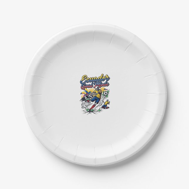 Ecuador Goal Mode Skeleton Striker Nations Dynamic Paper Plate (Front)