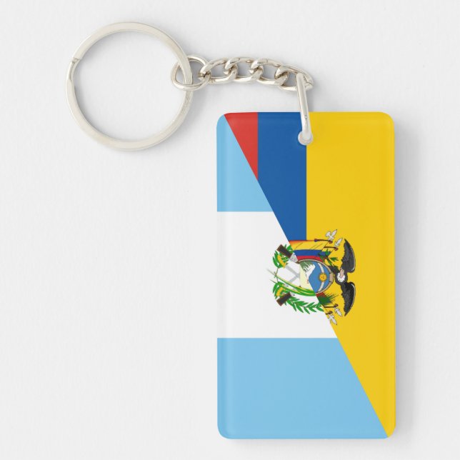 Ecuador Guatemala half flag country symbol Keychain (Front)